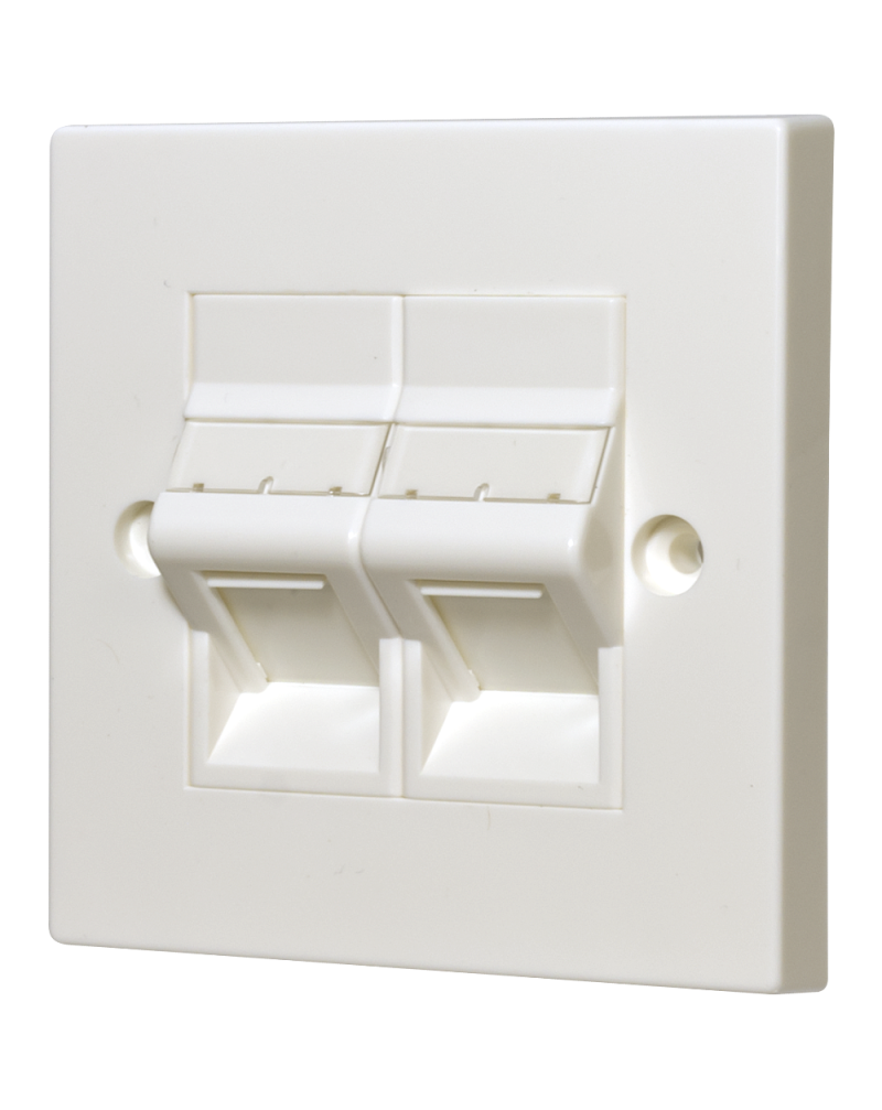 Angled Flush Mount Plates with Shutter 2-Ports