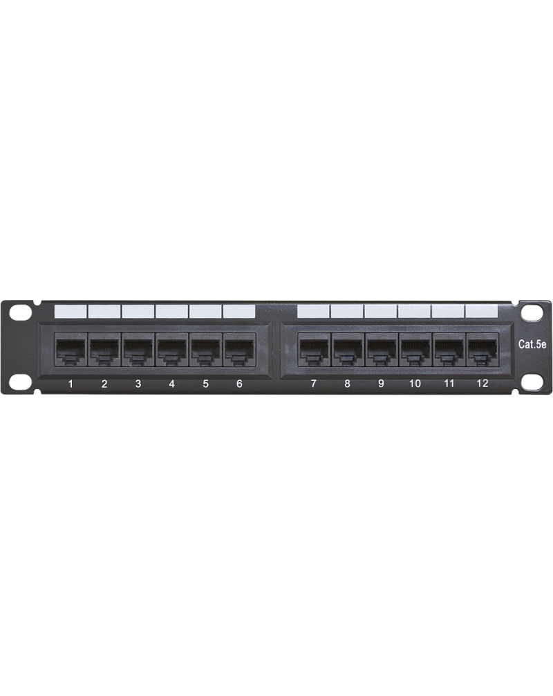 Wall-Mount CAT5e Patch Panel – 12 Ports 1U