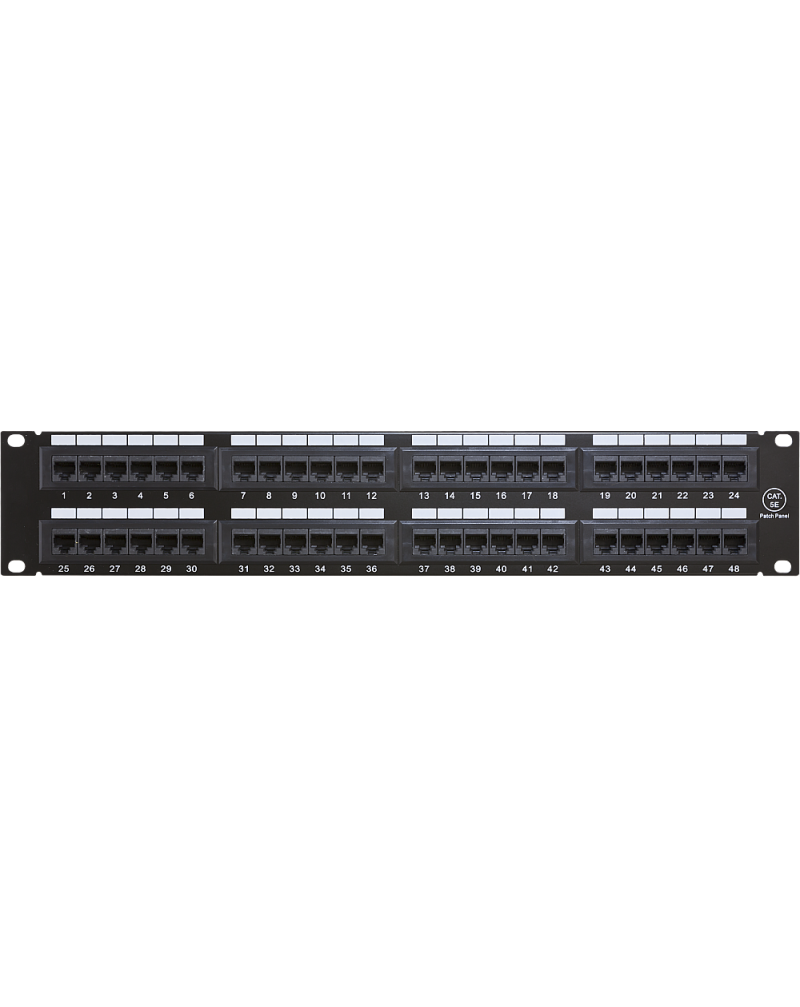 Wall-mount 19-inch CAT5e Patch Panel – 48 Ports 2U