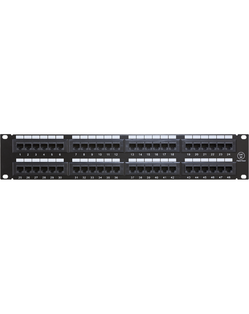 Wall-mount 19-inch CAT5e Patch Panel – 48 Ports 2U w/ Bracket