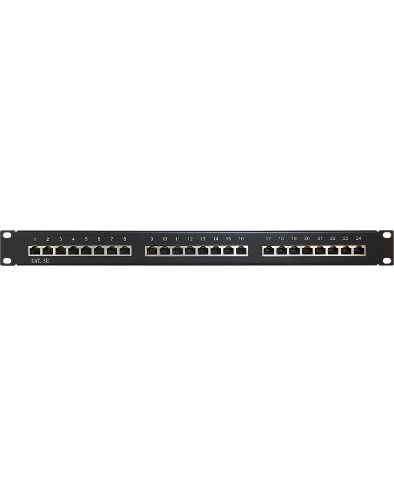 Wall-mount 19-inch Shielded CAT5e Patch Panel – 24 Ports 1U