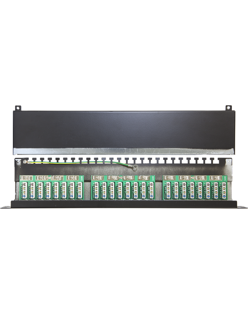 Wall-mount 19-inch Shielded CAT5e Patch Panel – 24 Ports 1U