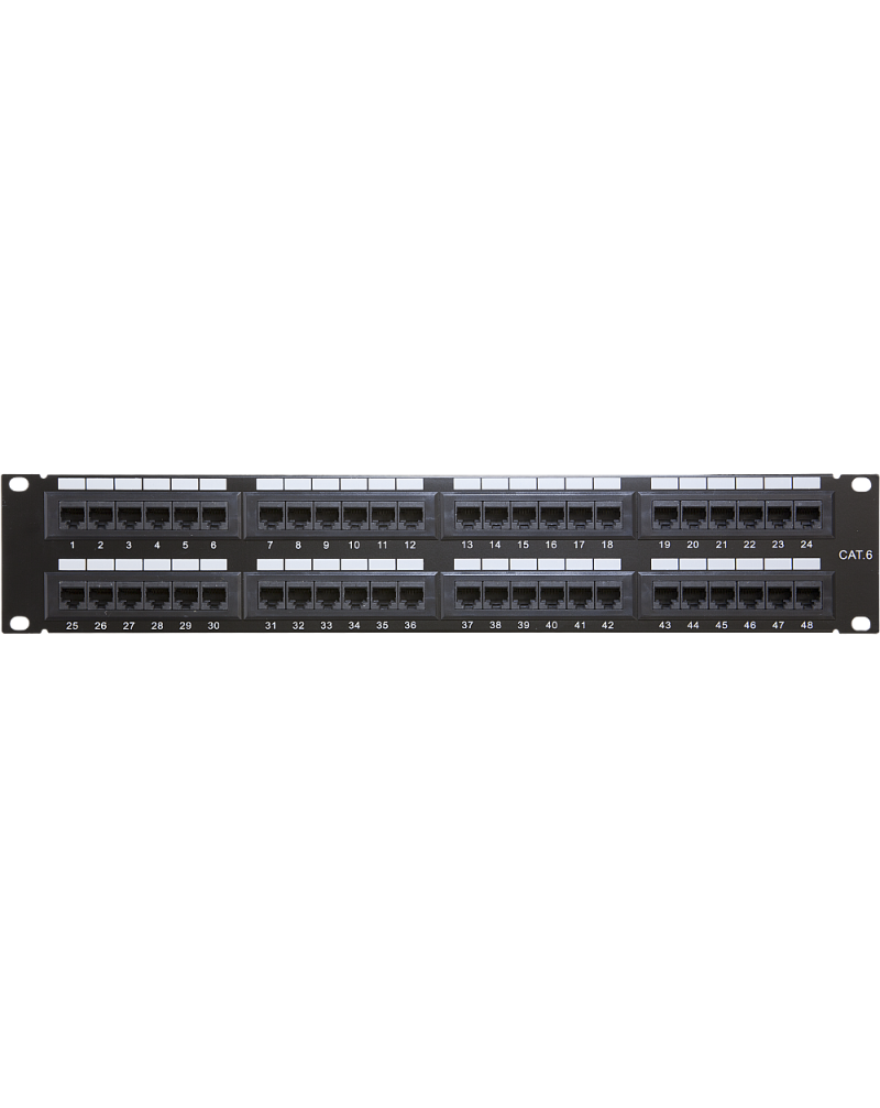 Wall-mount 19-inch CAT6 Patch Panel – 48 Ports 2U