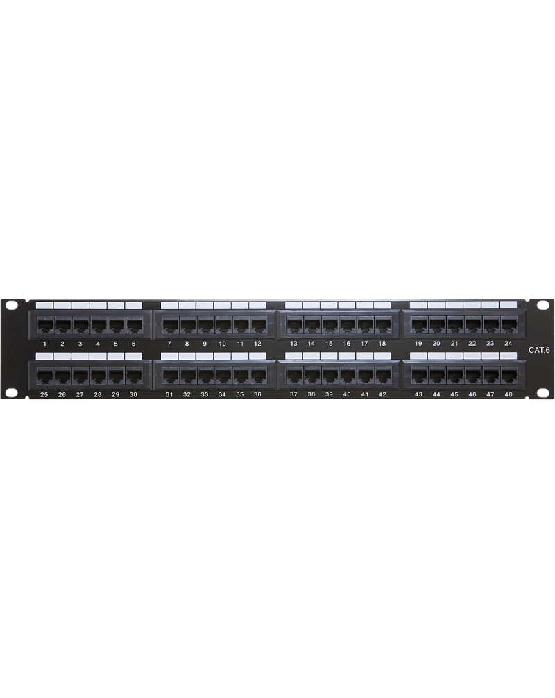 Wall-mount 19-inch CAT6 Patch Panel – 48 Ports 2U w/ Bracket