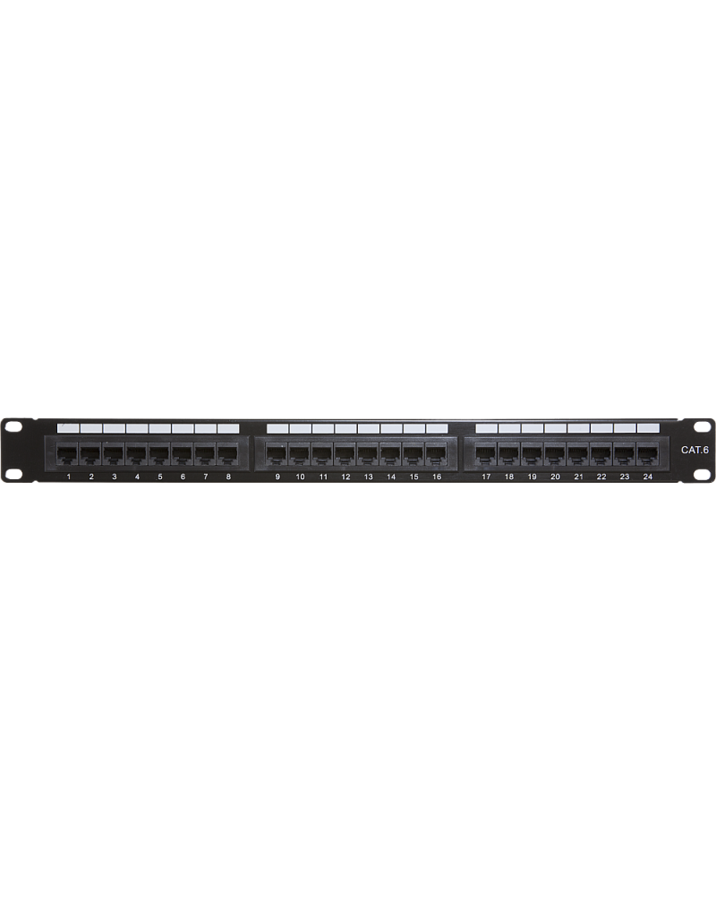 Wall-mount 19-inch CAT6 Patch Panel – 24 Ports Colored 1U