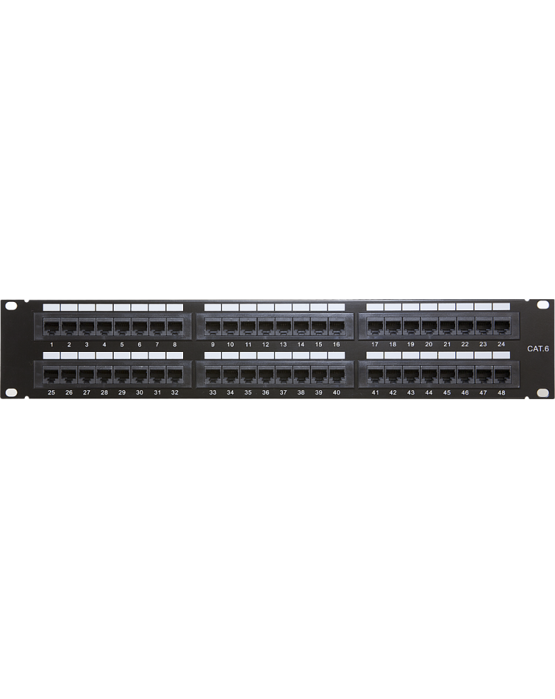 Wall-mount 19-inch CAT6 Patch Panel – 48 Ports 2U