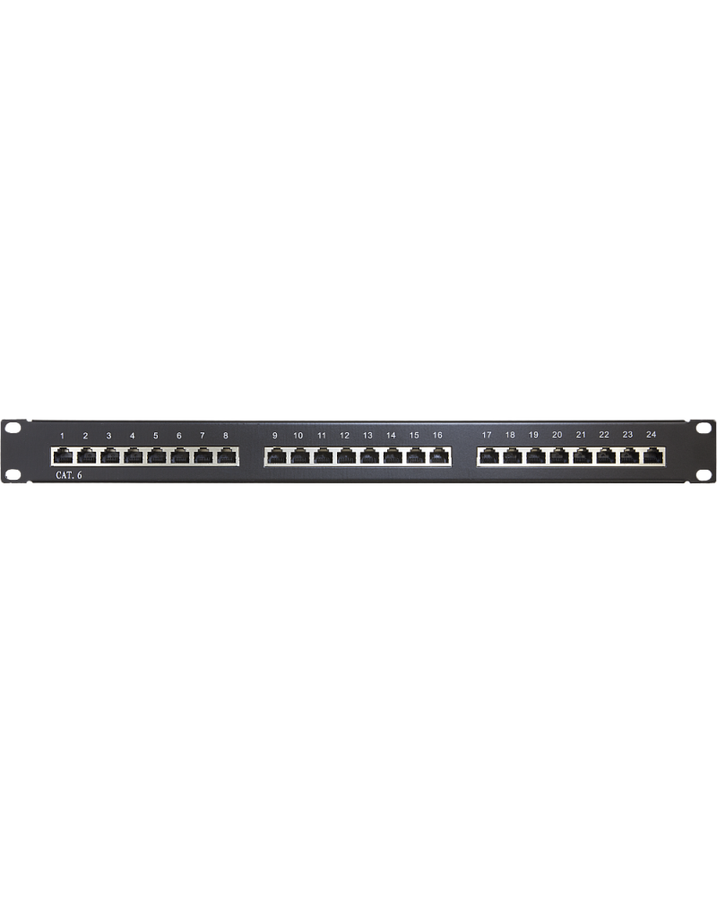 Wall-mount 19-inch Shielded CAT6 Patch Panel – 24 Ports 1U