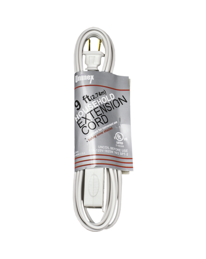 Uninex 9ft AC Cord Extension Cable up to 1625W