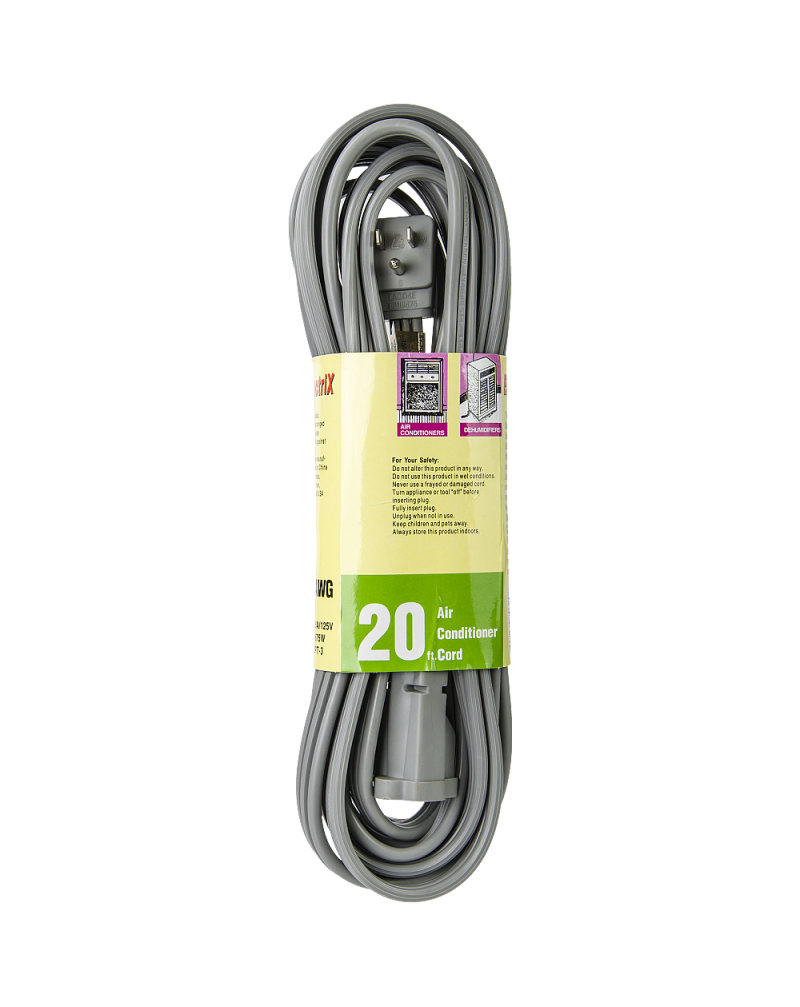 Uninex 20ft AC Cord Extension Cable for Air Conditioner up to 15A 